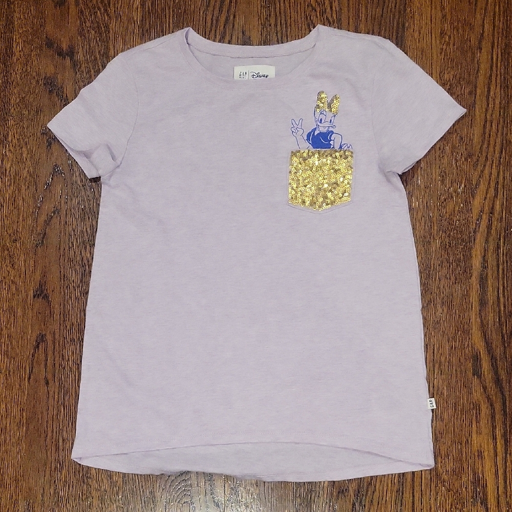 Disney Kids Lavender Tee with Glittery Gold Pocket
